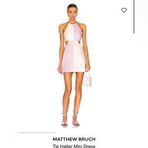 Matthew Bruch tie halter linen mini dress / sz2